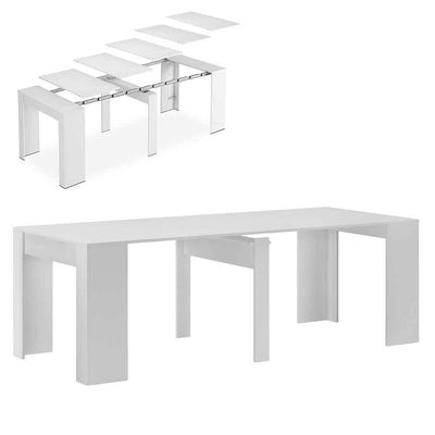 Tavolo da Pranzo Allungabile fino a 3 Metri Consolle Bianca Moderna Salvaspazio