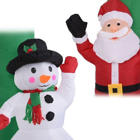Arco Gonfiabile Natalizio con Babbo Natale e Pupazzo di Neve 250x200cm Esterno