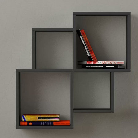 Libreria Scaffale Parete 4 Mensole Ripiani Design Moderno Legno Grigio 100x72cm