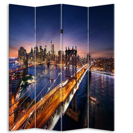 Paravento Separe 4 Pannelli Stampa Fronte Retro Ponte Manhattan Divisori 180x160