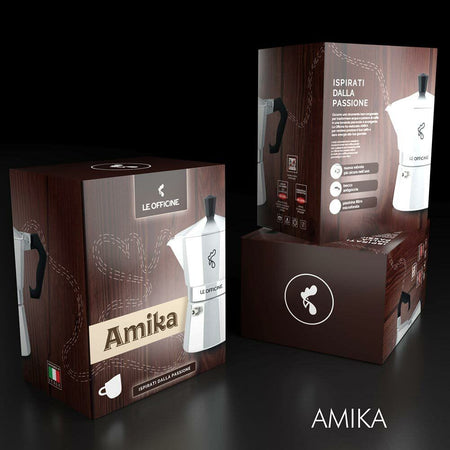 Caffettiera Amika 3 Tazze in Lega di Alluminio Macchinetta Caffe Moka Silver