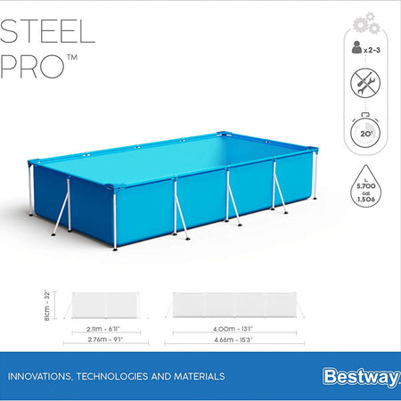 Piscina Steel Pro con Telaio in Acciaio da 400x211x81 cm Pompa Filtrante Inclusa