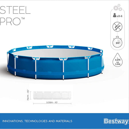 Piscina Steel Pro 4,678 Litri Dimensioni 305x76 cm 1 Cartuccia e Pompa Filtrante
