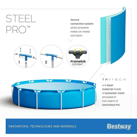 Piscina Fuoriterra Bestway Steel Pro Rotonda 366x76cm Struttura Acciaio Giardino