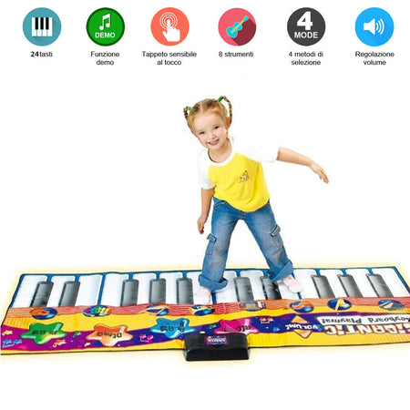 Tappeto Musicale Tastiera Pavimento Bambini 8 Strumenti con Registrazione e Demo