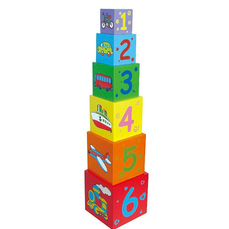 Blocchi Cubi in Legno Impilabili Giocattoli Prima Infanzia Bambini con Numeri