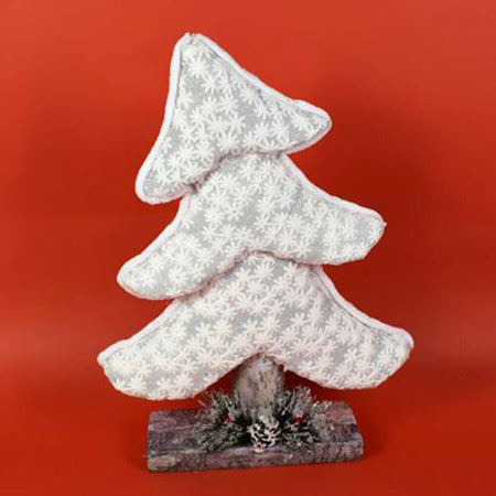 Albero Di Natale Inclinato in Tessuto Bianco 41cm Decorazioni Natalizie Silver