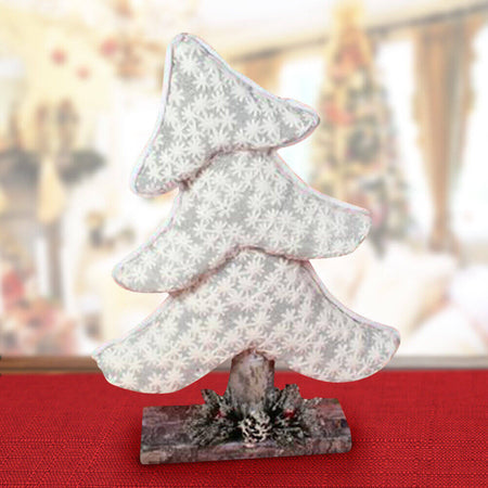 Albero Di Natale Inclinato in Tessuto Bianco 41cm Decorazioni Natalizie Silver