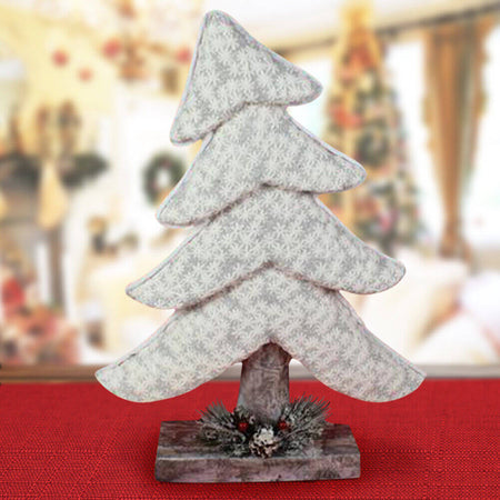 Albero Di Natale Inclinato In Tessuto Bianco 56cm Decorazioni Natalizie Silver