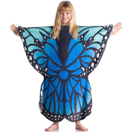 Coperta Plaid con Maniche Kanguru Butterfly Farfalla Mantella Pile 80x90 Bambini