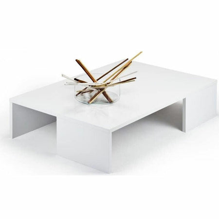 Tavolino Caffe Divano Salotto Rettangolare Basso in Legno Design Moderno Bianco