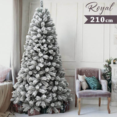 Albero Di Natale Innevato Royal 210cm 1000 Rami Super Folto Effetto Neve Reale