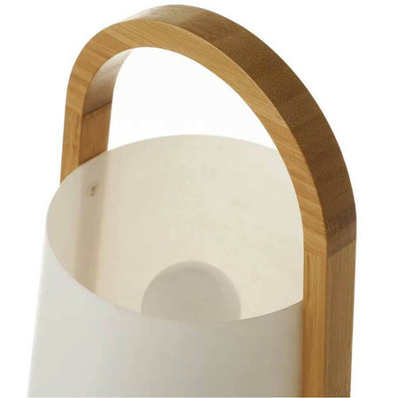 Lampada da Tavolo Lume da Comodino in Legno Bamboo e Fibra Carta Bianco Abatjour