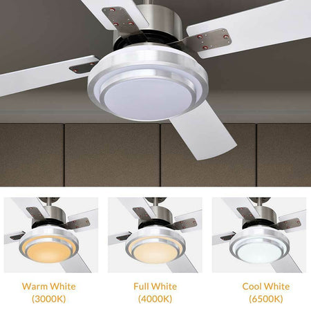 Ventilatore da Soffitto 4 Pale Legno con Lampada Luce LED e Telecomando 130 cm