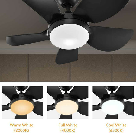 Ventilatore da Soffitto 5 Pale Legno con Lampada Luce LED e Telecomando 76cm