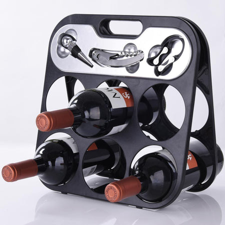 Portabottiglie Cantinetta Porta Vino per 6 Bottiglie con Accessori Somelier
