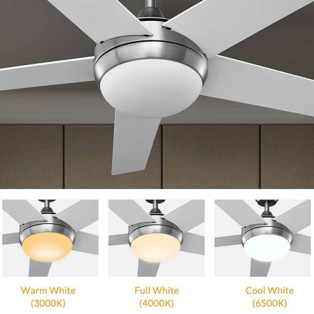 Ventilatore da Soffitto 5 Pale Legno con Lampada Luce LED e Telecomando 132cm