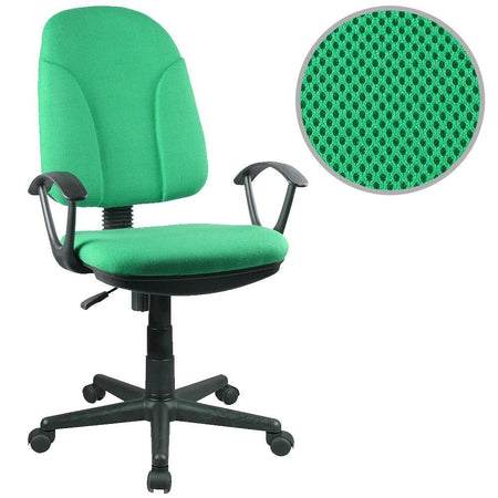 Sedia Scrivania con Ruote Girevole Poltrona Ufficio Tessuto Traspirante Verde