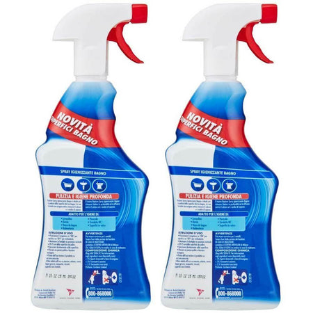 2 x Napisan Igiene Spray Bagno Flacone 750 ml Ossigeno Attivo Rimuovi Calcare