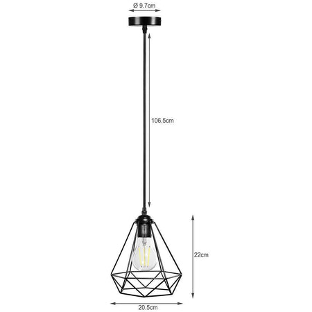 Lampadario Lampada Sospensione Design Moderno Industriale Paralume Nero E27