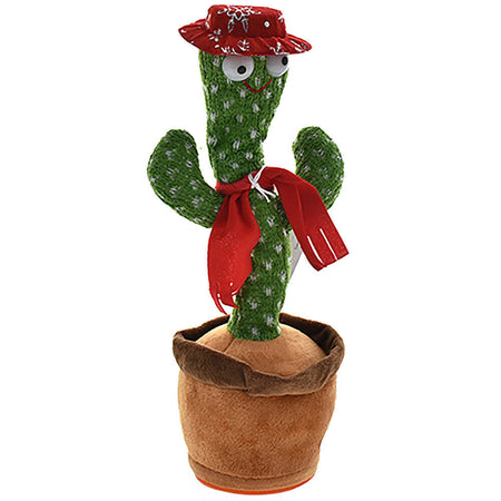 Peluche Cactus con Cappello e Sciarpa Danzante Balla Musica Movimento a Batteria