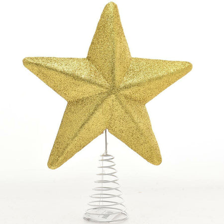 Puntale Forma Stella Oro con Glitter Altezza 30cm Decorazione Albero di Natale