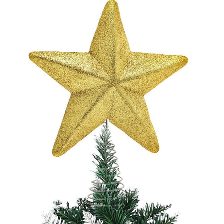 Puntale Forma Stella Oro con Glitter Altezza 30cm Decorazione Albero di Natale