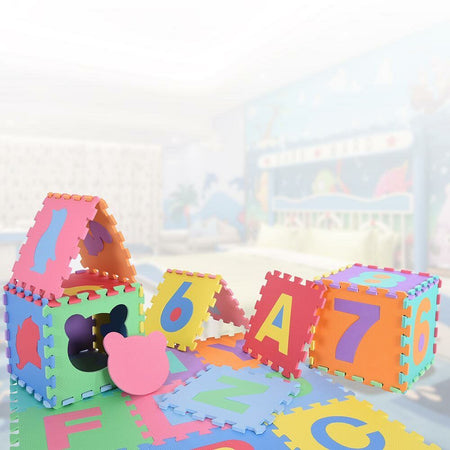 Tappetino Tappeto Puzzle Maxi lettere Colorati Gioco Bambino 10pz 30x30 Gomma
