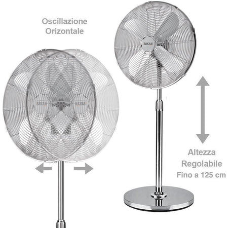 Ventilatore Colonna Piantana in Acciaio Inox 50W 40cm 3 Velocita Regolabile