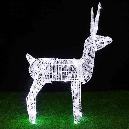 Renna Natalizia Luminosa per Esterno 80 LED Bianco Freddo Addobbi 3D Natale