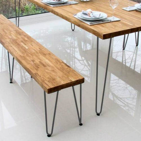 4x Gambe Piedi Tavolo Tavolino Panca Sedia 45cm Metallo Design Moderno Grigio