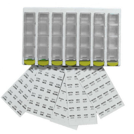 Contenitore Pillole Portacompresse con Adesivi Settimana PillBox da 7 Giorni