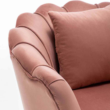 Poltrona Sedia Relax Tessuto Velluto e Metallo Imbottita Design Moderno Pink