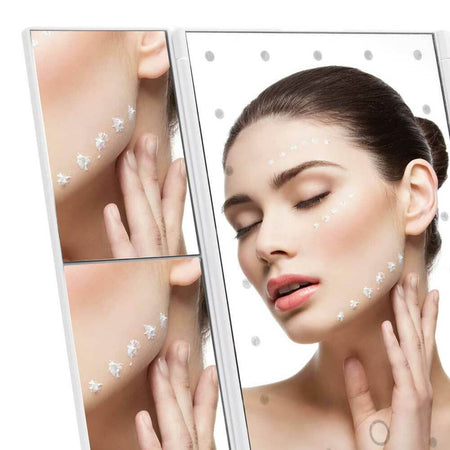 Specchio Cosmetico 16 Luci LED Trucco Estetista Zoom 2x 3x Pieghevole Bianco