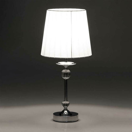 Lampada Da Tavolo Elegante In Metallo Con Paralume Acrilico Bianco Alta 42,5cm