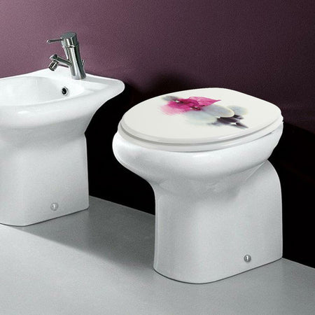 Copriwater Universale con Stampa Pietre Foglia Copri Tavoletta WC Bagno Legno