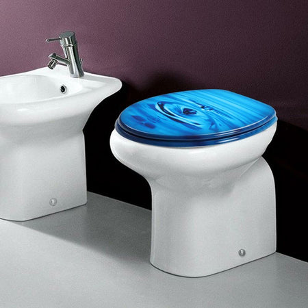 Copriwater Universale con Stampa Goccia Acqua Copri Tavoletta WC Bagno Legno