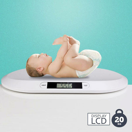 Bilancia Pesa Bambini Neonati Display Digitale LCD Pesa Neonato 20KG Bianco