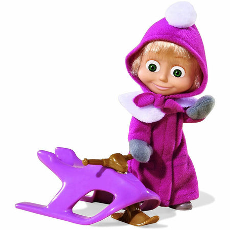 Masha Personaggio Con Slittino Neve Bambola Giocattolo Altezza 12 cm Simba