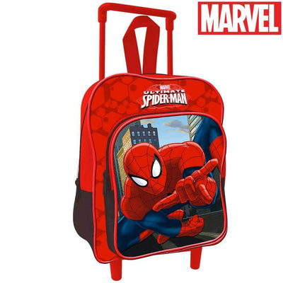Zaino Trolley Spiderman Uomo Ragno Marvel Asilo Scuola Bambini Viaggi 30 cm