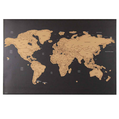 Lavagna Magnetica Mappamondo da Grattare Mappa del Mondo 60x40 Nero + Pennarello