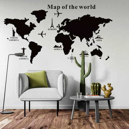 Mappa del mondo Adesivo da Parete Mappamondo Globo Lavagna 102cm PVC  + Gessetti