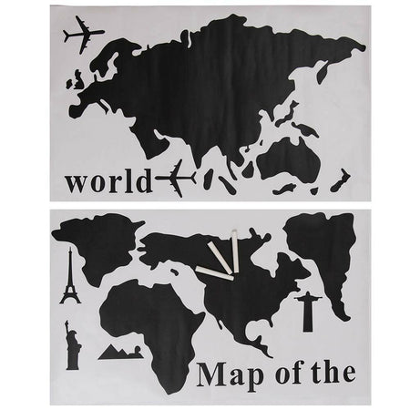 Mappa del mondo Adesivo da Parete Mappamondo Globo Lavagna 102cm PVC  + Gessetti