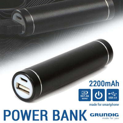 Power Bank 2200mAh USB Caricabatteria Ricarica Portatile Smartphone Grundig Nero