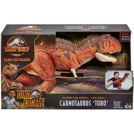 Jurassic World Dinosauro Carnotauro Toro Super Colossale 91cm Mastica Divora