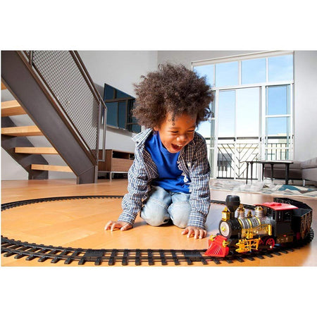 Pista Trenino Giocattolo Bambini Treno Locomotiva con Luce Suoni e 3 Vagoni 71cm