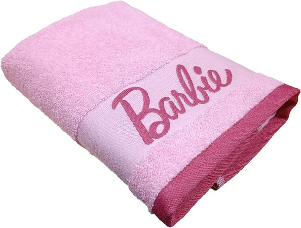 Barbie Mattel Set 2 Asciugamani Bagno Rosa Con Scatola Completo Asciugamano Viso + Asciugamano Ospite