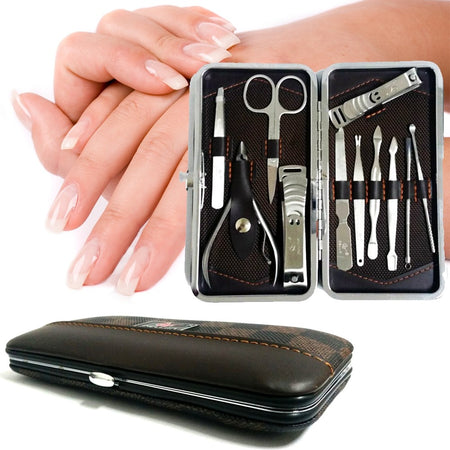 Kit Professionale Manicure Pedicure Sopracciglia 11 Pezzi In Custodia  Ecopelle - commercioVirtuoso.it