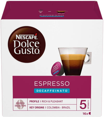 Nescafé Dolce Gusto Espresso Decaffeinato Caffè 1 Confezione da 16 Capsule Alimentari e cura della casa/Caffè tè e bevande/Caffè/Cialde e capsule di caffè per macchinette/Capsule di caffè compatibili Nescafè dolcegusto Colella Ricambi - Casoria, Commerciovirtuoso.it