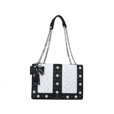 L'ATELIER DU SAC BORSA A SPALLA NERO/BIANCO MISS PILGRIM SHIRLEY